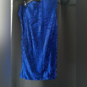 Strapless blue dress